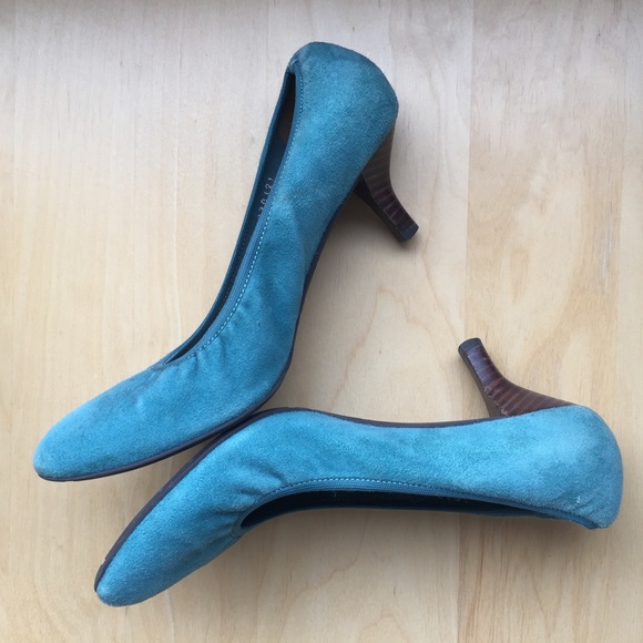 Le Saunda | Suede Low Heel Turquoise Size 6 - Picture 2 of 4